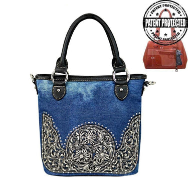 Montana West Handgun Purses Montana West® Denim Concealed Handgun Purse /Crossbody Messenger Firearm Handbag Wallet Set